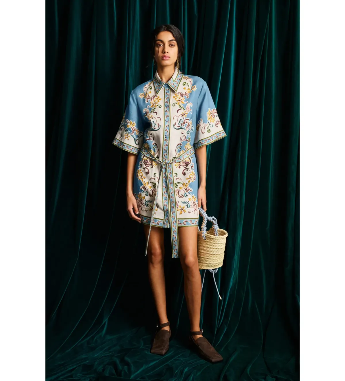 Alemais Joan Mini Dress in Blue Floral Size AU12 for rent on The Volte - main image