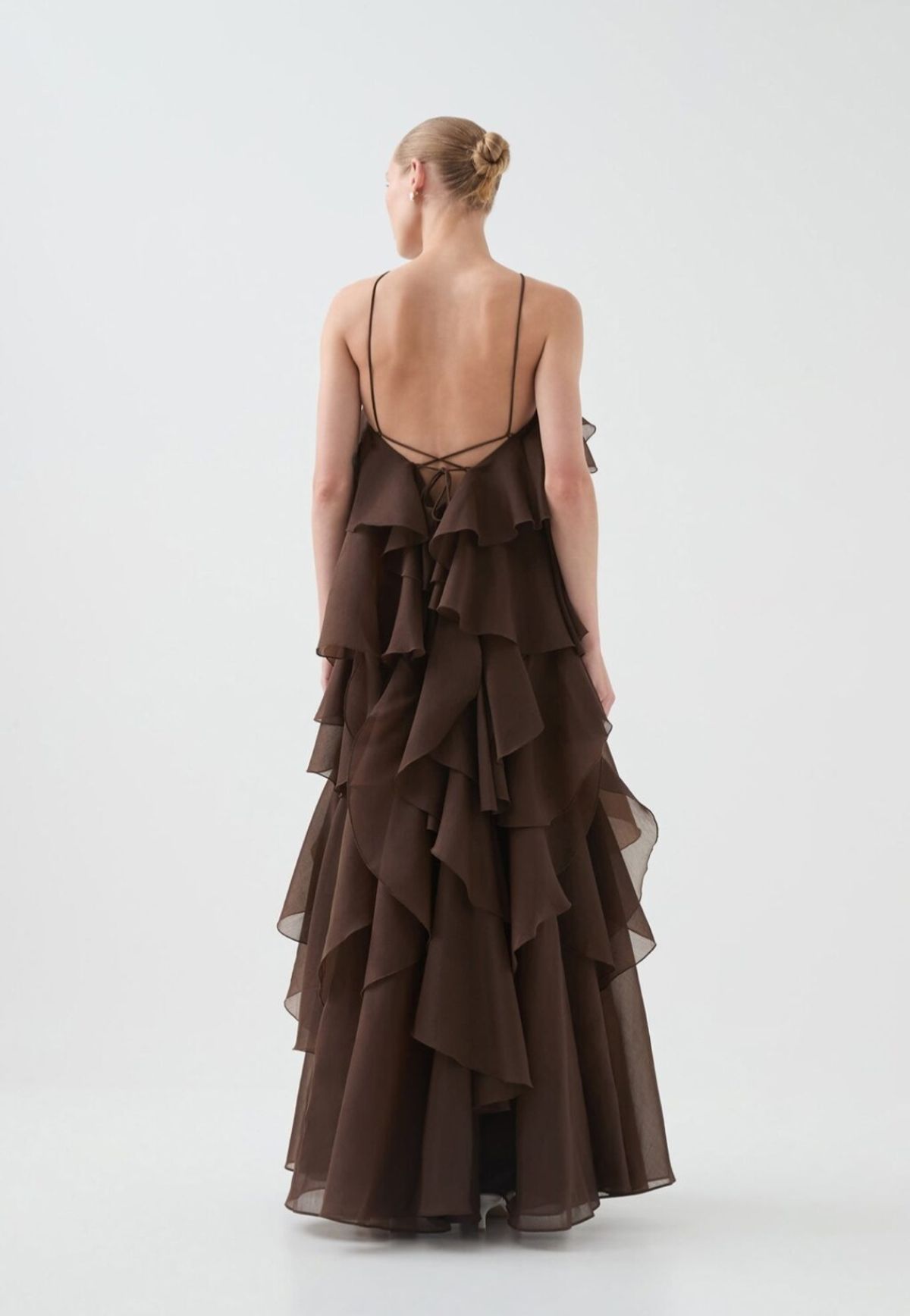 Aje Pandorea Layered Maxi Dress Gown in Brown Size 10 - Image 4