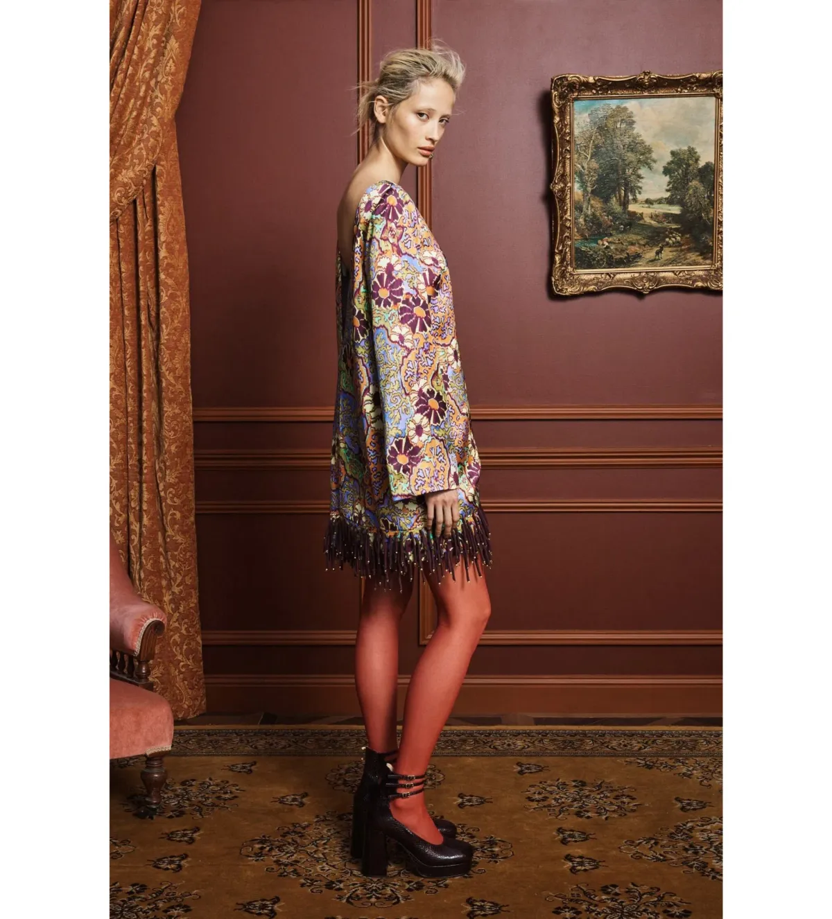 Alemais Joanna Low Back Fringe Mini Dress in Floral Print Size AU8 - Image 3