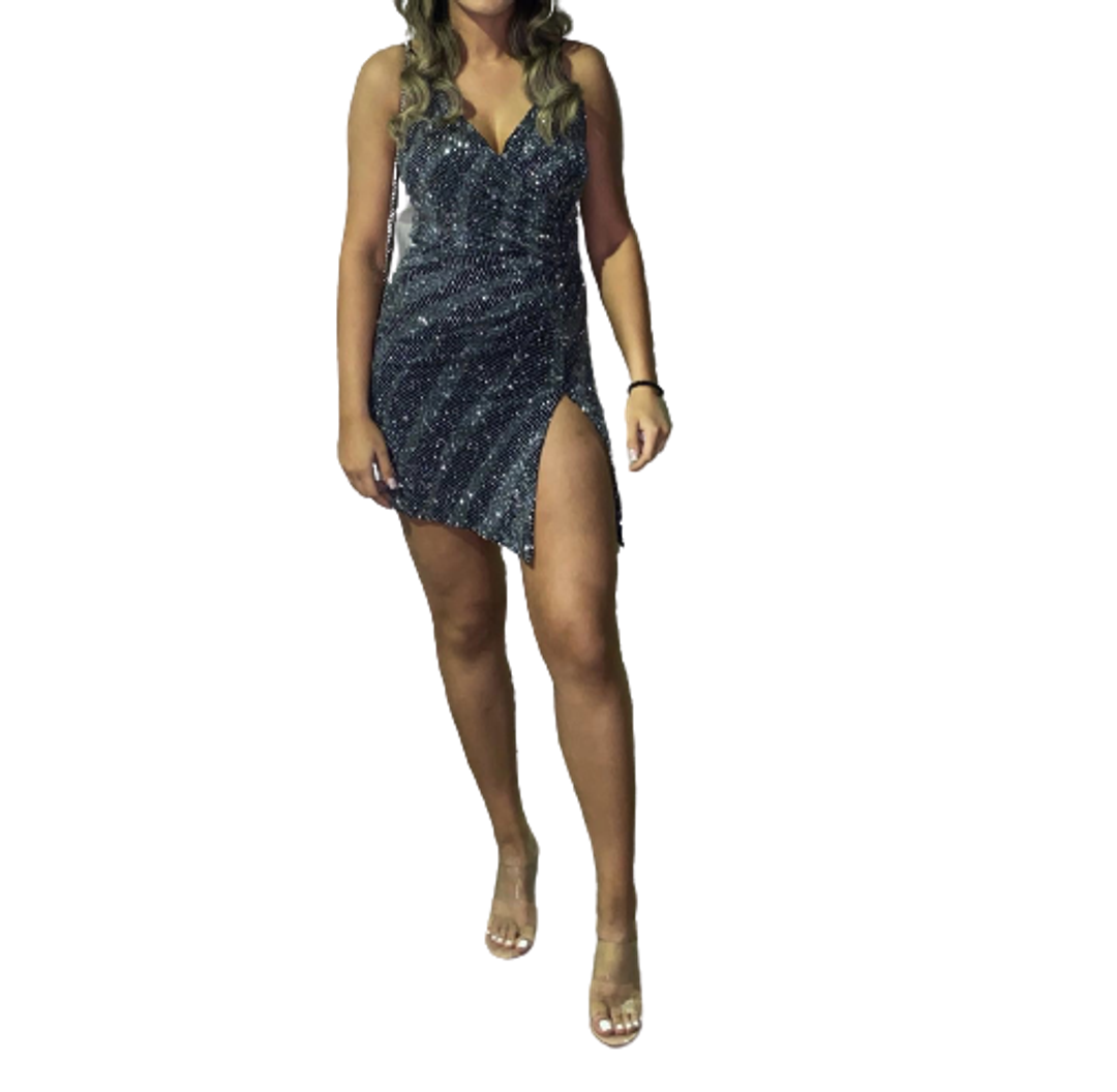 Constantina Danis Custom Mini Dress Silver Size for rent on The Volte - main image