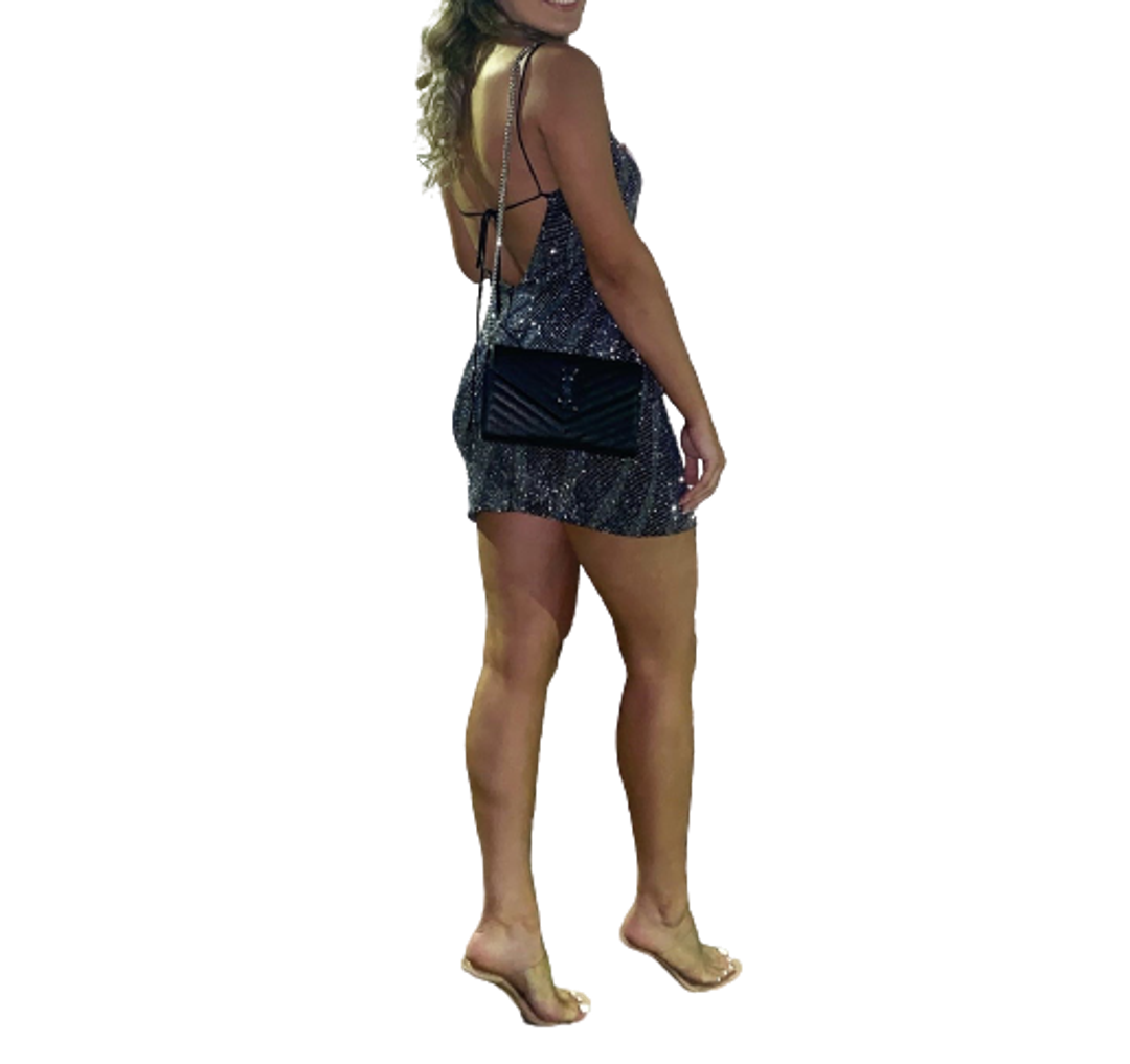 Constantina Danis Custom Mini Dress Silver Size for rent on The Volte - main image