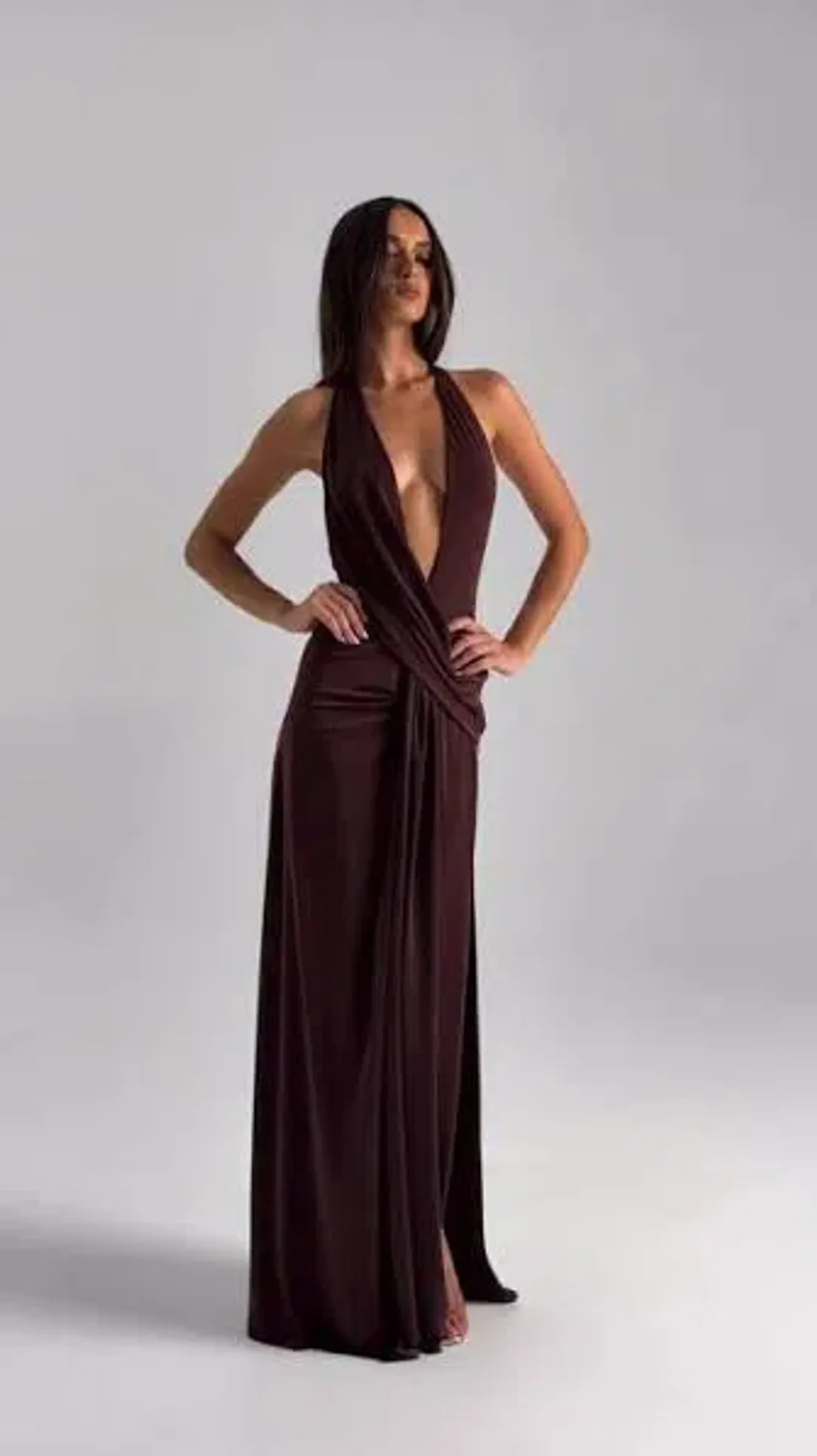 Natalie Rolt Winona Gown | Espresso size 0 for rent on The Volte - main image