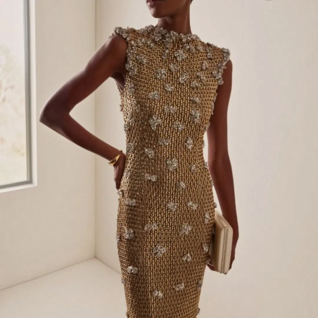 Rachel Gilbert Solana Gown In Gold Size 10 AU for rent on The Volte - main image