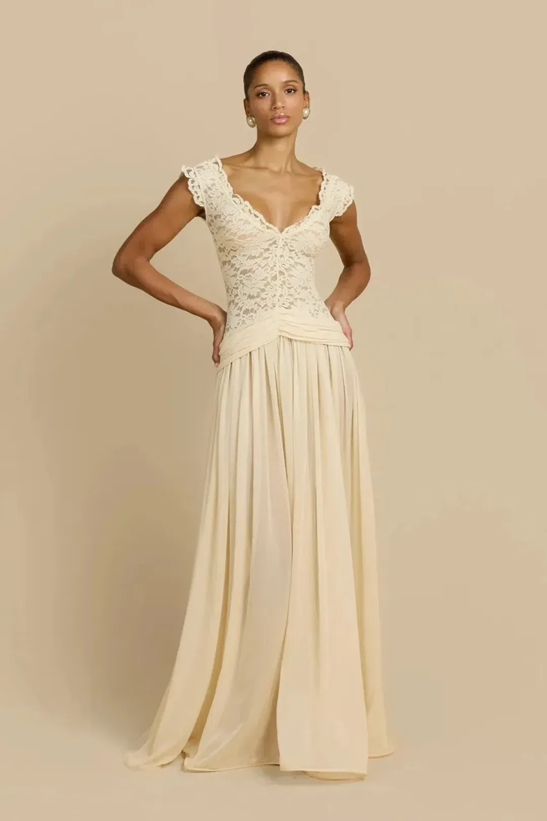 ARCINA ORI ARABELLA DRESS BEIGE SIZE 8 (S) for rent on The Volte - main image