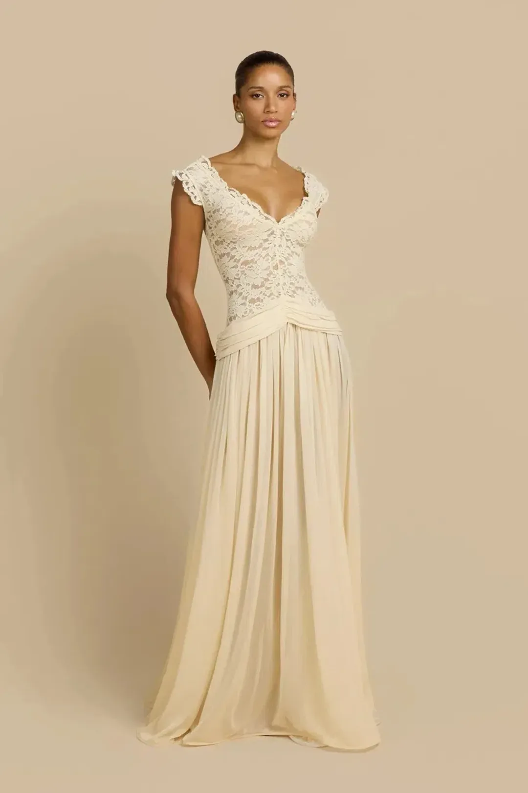 ARCINA ORI ARABELLA DRESS BEIGE SIZE 8 (S) for rent on The Volte - main image