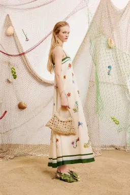 Alemais Florero Printed Linen Sundress in Cream Multi Size AU 10 for rent on The Volte - image 2