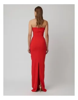 Effie Kats Monroe Strapless Crepe Column Evening Gown - RED for rent on The Volte - image 2