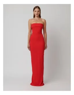 Effie Kats Monroe Strapless Crepe Column Evening Gown - RED for rent on The Volte - image 1