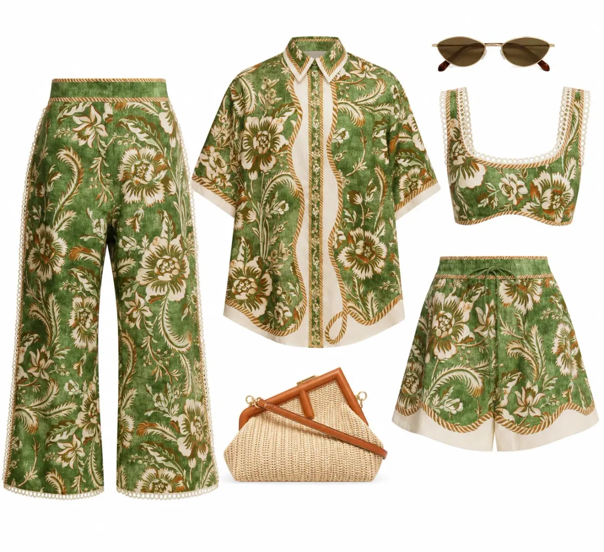 Alemais Alessia Shirt and Shorts or Cropped Pant set s6 - Image 1