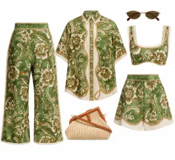 Alemais Alessia Shirt and Shorts or Cropped Pant set s6 for rent on The Volte - image 1