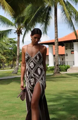 ALEMAIS Leandra Corded Slip Maxi Dress Chocolate Brown Size 8 AU for rent on The Volte - image 21