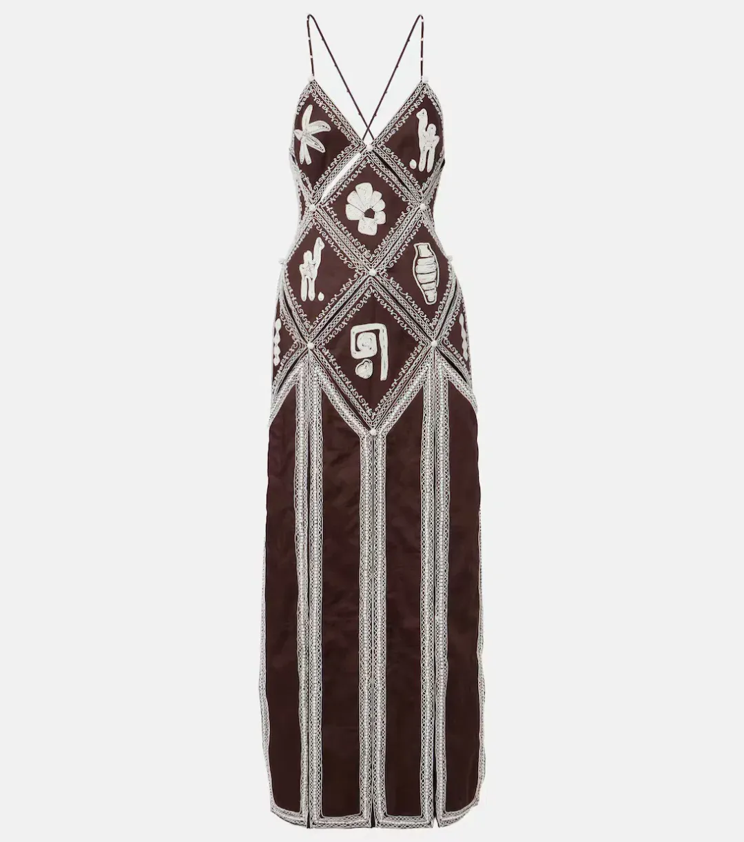 ALEMAIS Leandra Corded Slip Maxi Dress Chocolate Brown Size 8 AU for rent on The Volte - main image