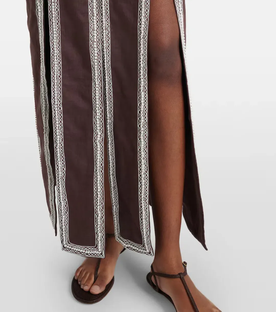 ALEMAIS Leandra Corded Slip Maxi Dress Chocolate Brown Size 8 AU for rent on The Volte - main image