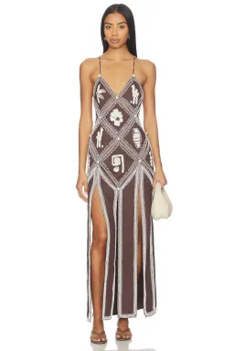 ALEMAIS Leandra Corded Slip Maxi Dress Chocolate Brown Size 8 AU for rent on The Volte - image 15