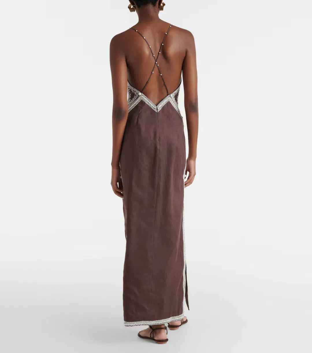 ALEMAIS Leandra Corded Slip Maxi Dress Chocolate Brown Size 8 AU for rent on The Volte - main image