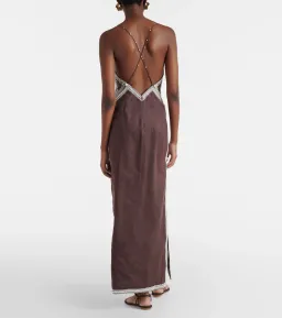 ALEMAIS Leandra Corded Slip Maxi Dress Chocolate Brown Size 8 AU for rent on The Volte - image 2