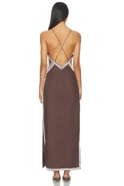 ALEMAIS Leandra Corded Slip Maxi Dress Chocolate Brown Size 8 AU for rent on The Volte - image 17