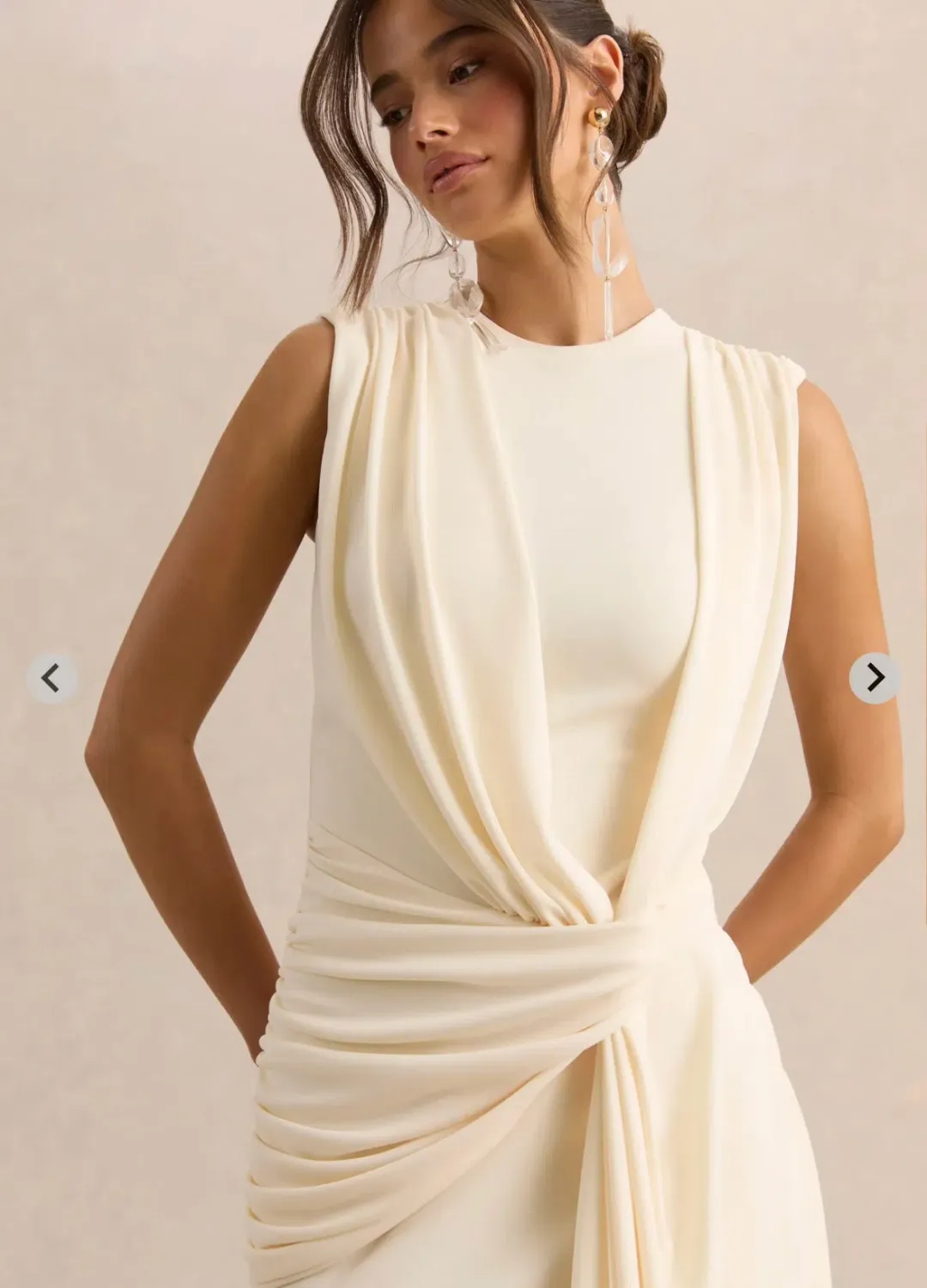 Club L London Blythia dress in cream for rent on The Volte - main image