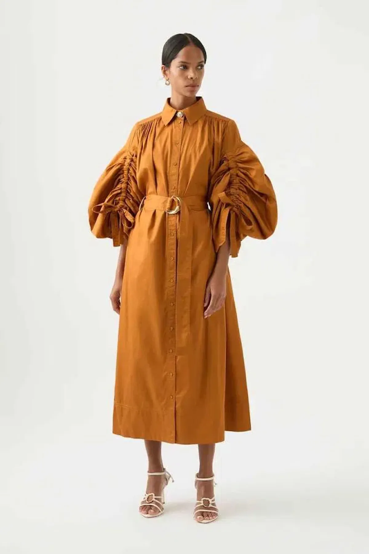 Aje Utopia Drawstring Midi Dress in Chestnut Brown AU size 12 - 18 - Image 1