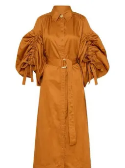Aje Utopia Drawstring Midi Dress in Chestnut Brown AU size 12 - 18 for rent on The Volte - image 3