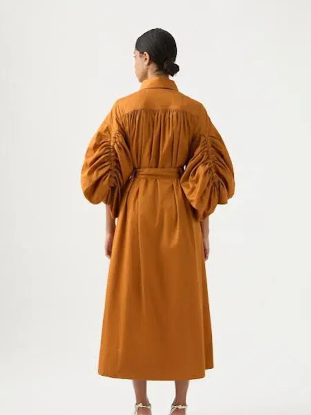 Aje Utopia Drawstring Midi Dress in Chestnut Brown AU size 12 - 18 for rent on The Volte - main image