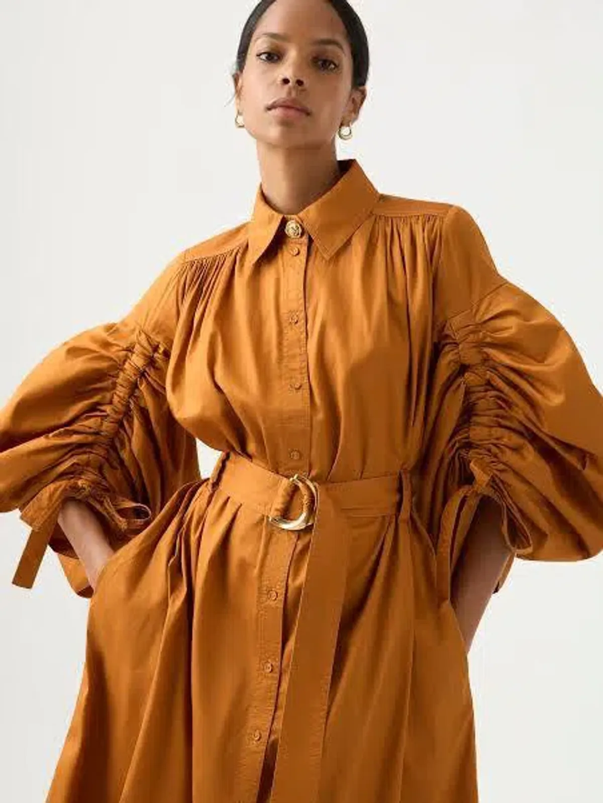 Aje Utopia Drawstring Midi Dress in Chestnut Brown AU size 12 - 18 - Image 4