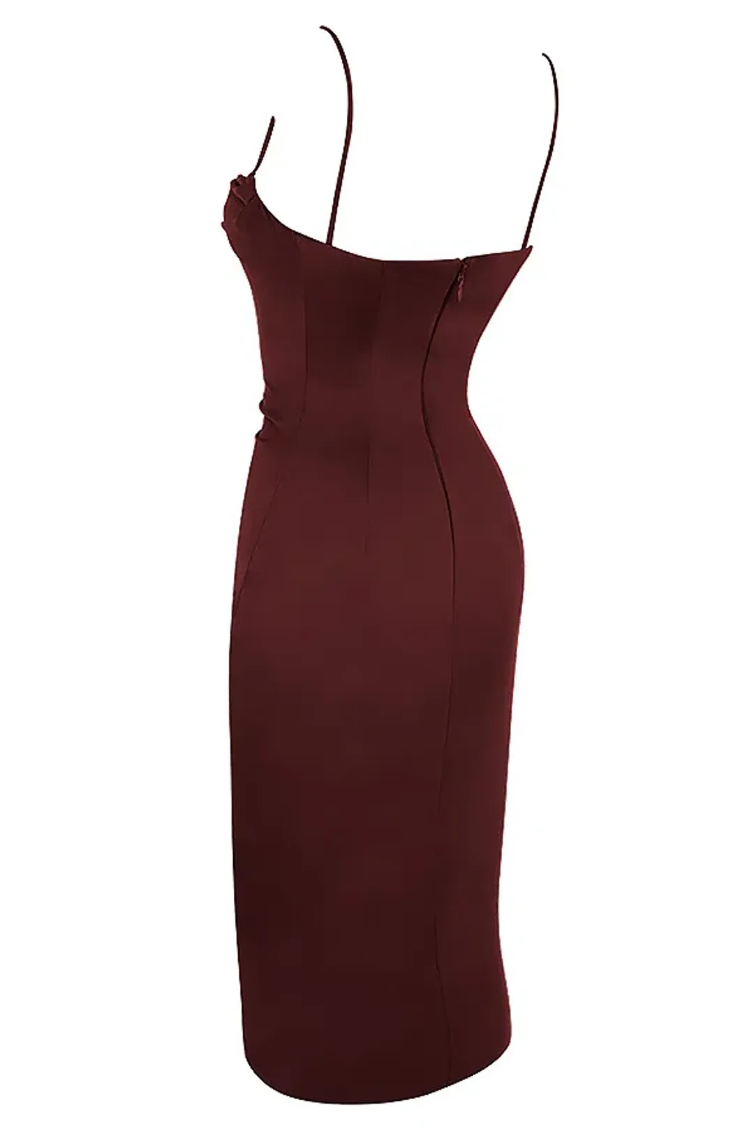 House of CB Anja Satin Corset Midi Dress Brown Size 8 for rent on The Volte - main image