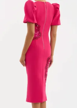Rebecca Vallance Layana Embellished Midi Dress in Pink Size 14 for rent on The Volte - image 3