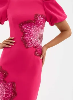Rebecca Vallance Layana Embellished Midi Dress in Pink Size 14 for rent on The Volte - image 2