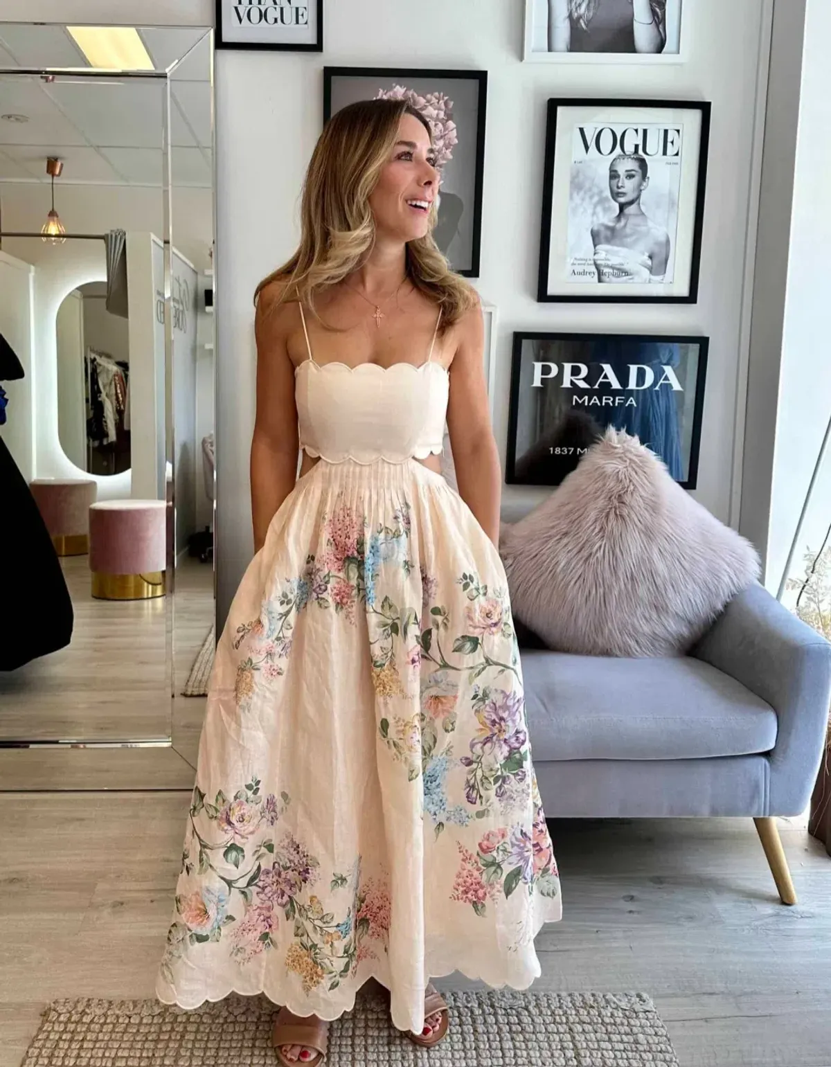 Zimmermann Halliday Scallop Midi Dress Size 1 AU 10 - Image 2