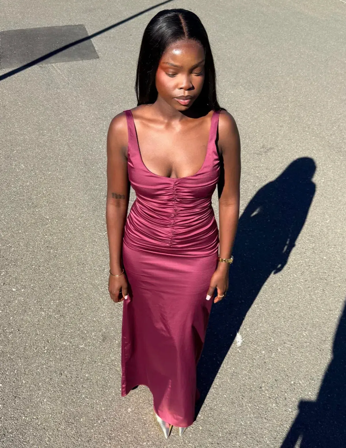 Ance Gria Atlein Gown Plum 8 for rent on The Volte - main image