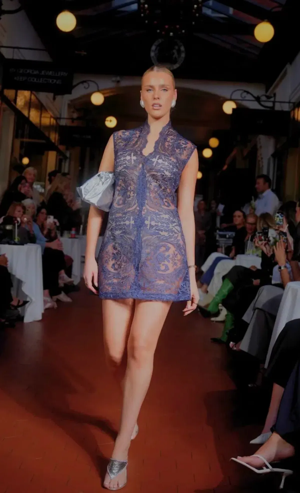 Shé Celine Navy Lace A-Line Mini Dress - size 6 - Image 2