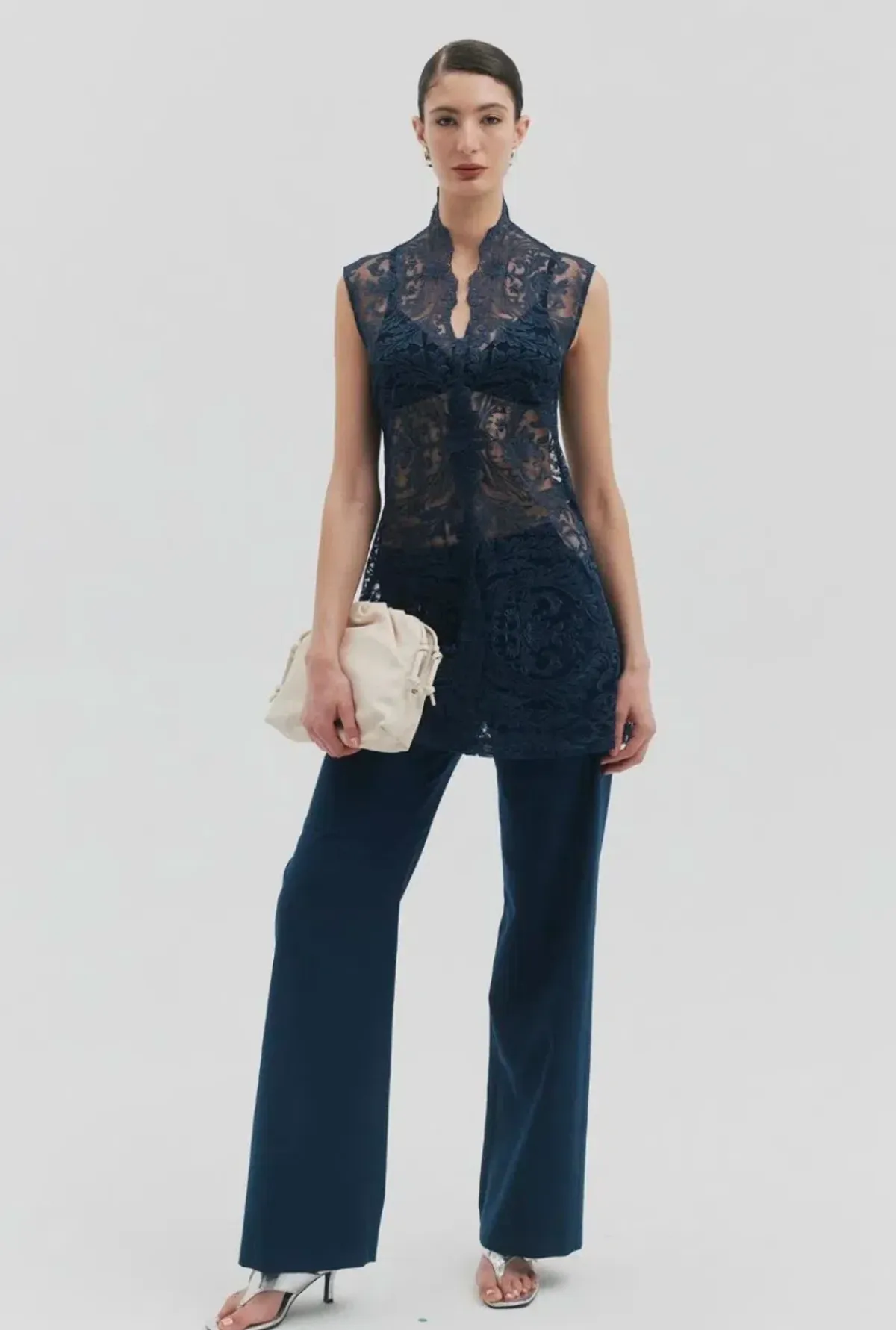 Shé Celine Navy Lace A-Line Mini Dress - size 6 - Image 4