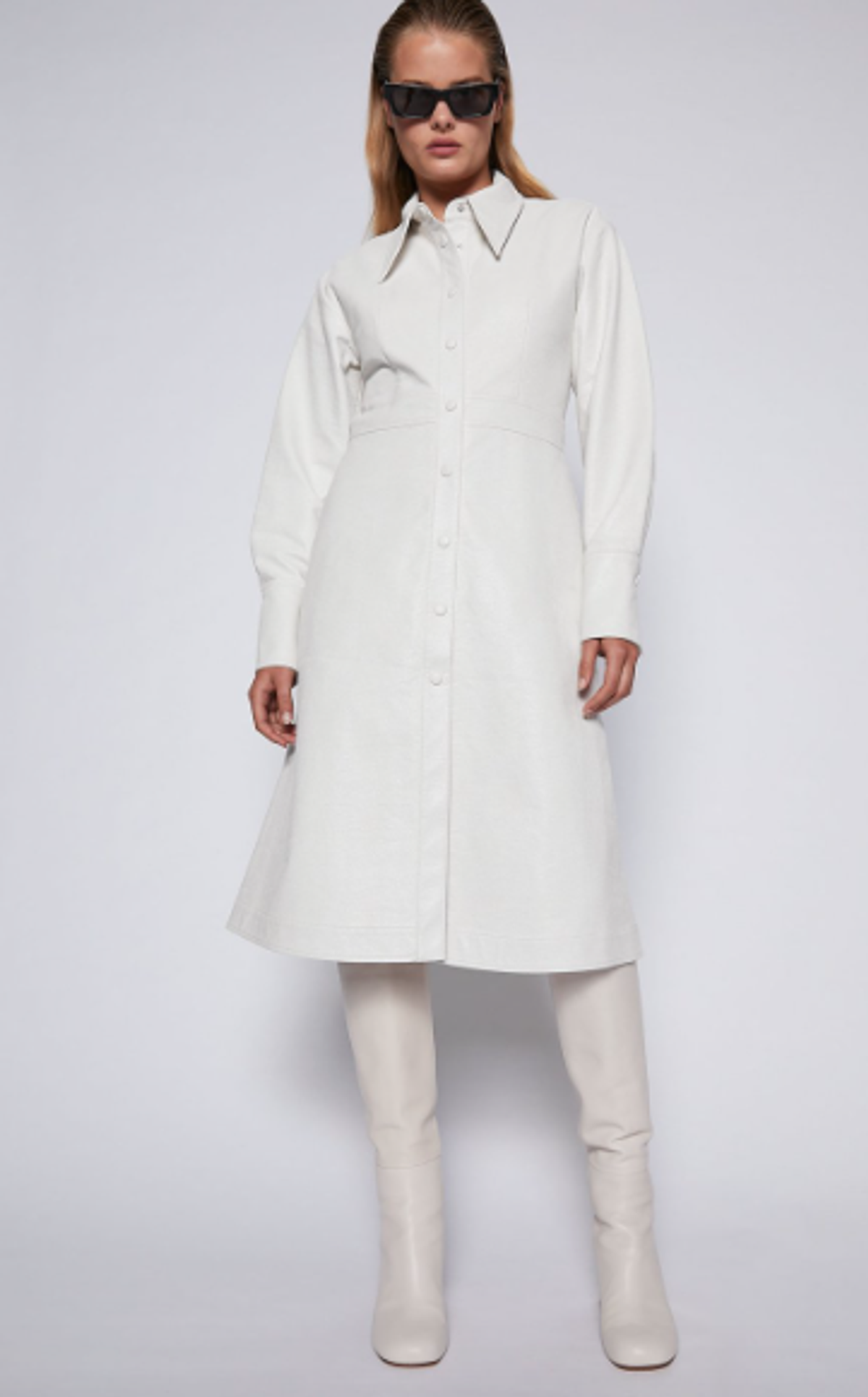 Scanlan Theodore Faux Reptile Shirt Dress Cream Size 8 - Image 2