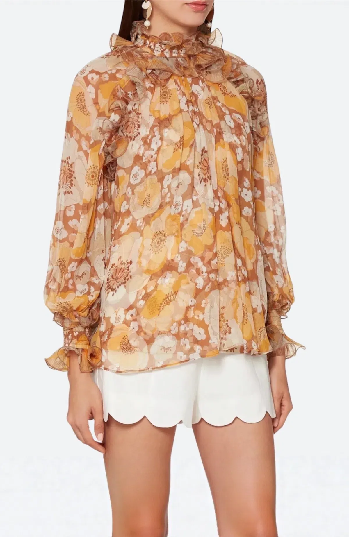 Zimmermann Super Eight Ruffled Blouse Multi Print AU 14 / 3 - Image 1
