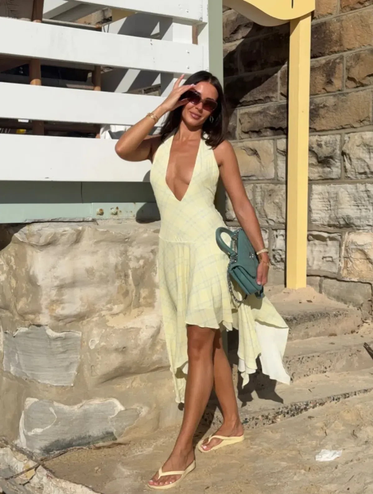 BENNI Opal Midi Dress in Lemon Size XS for rent on The Volte - main image
