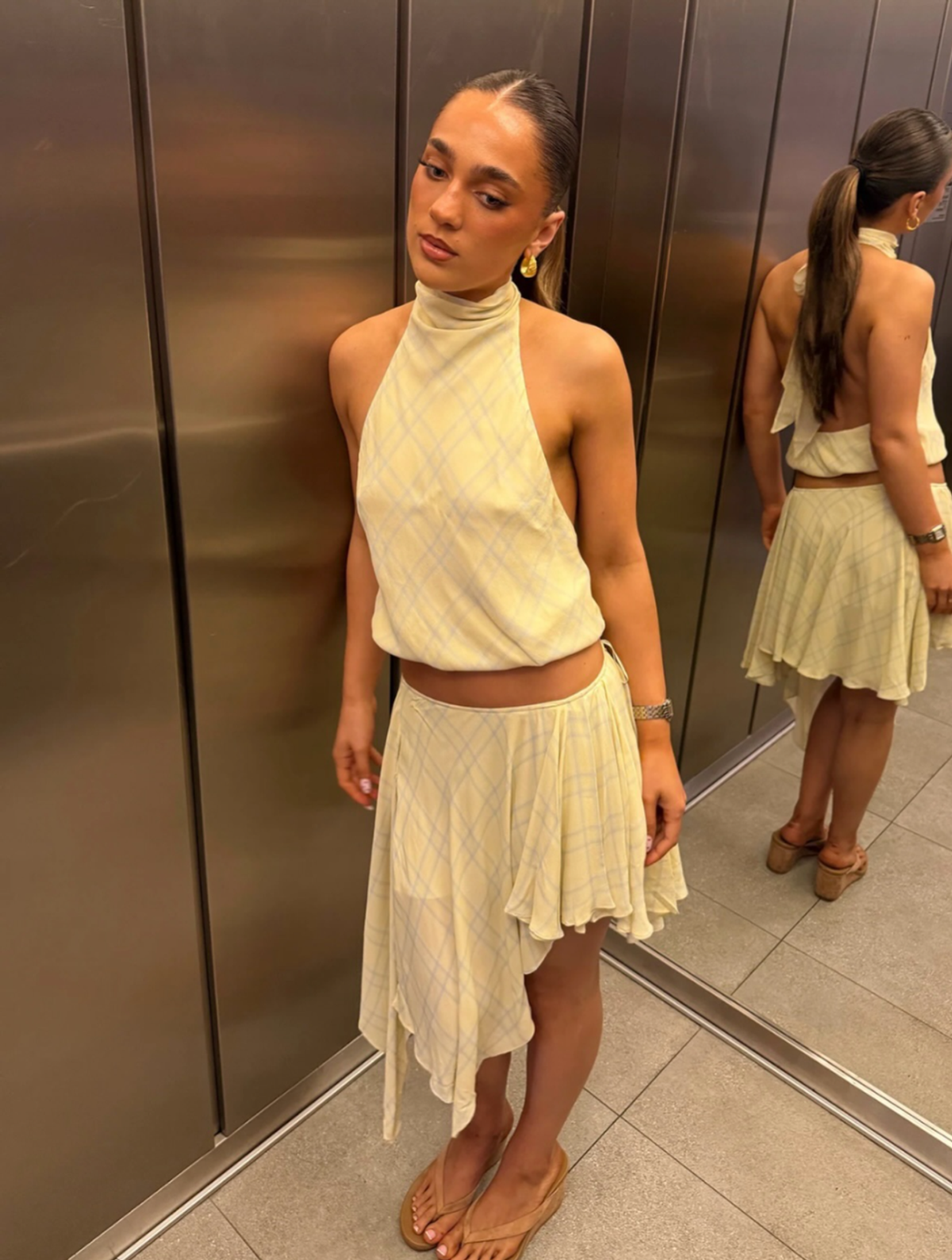 BENNI Adriana Mini Skirt and Nadia Top in Lemon Size XS - Image 1