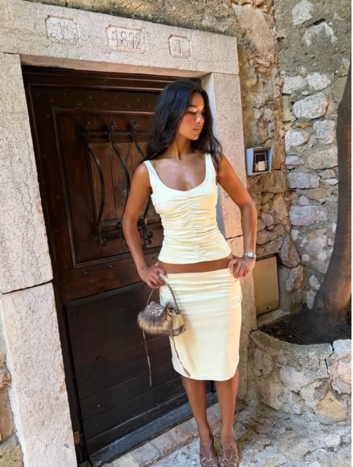 Ance Gria Atlein Midi Skirt and Top in Cream Size XS - Image 1