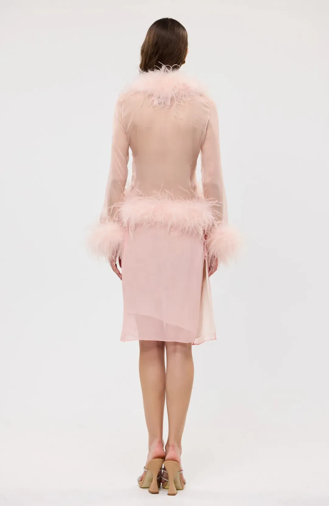Bubish Gigi Sheer Feather Blouse Blush Pink Size S / AU 8 for rent on The Volte - main image