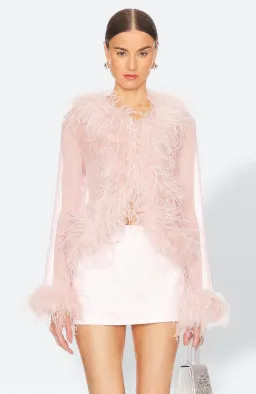 Bubish Gigi Sheer Feather Blouse Blush Pink Size S / AU 8 for rent on The Volte - image 1