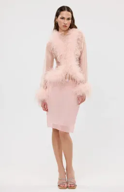 Bubish Gigi Sheer Feather Blouse Blush Pink Size S / AU 8 for rent on The Volte - image 2