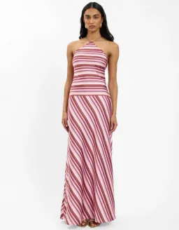 With Harper Lu Halter Maxi Dress Magenta Stripe for rent on The Volte - image 1