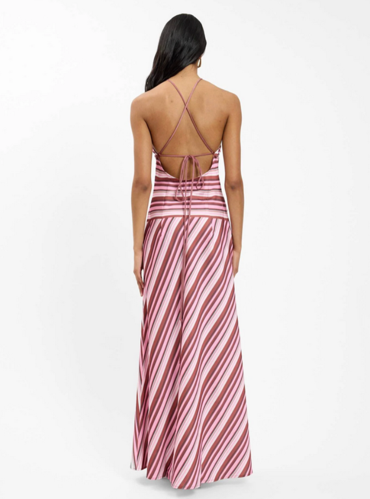 With Harper Lu Halter Maxi Dress Magenta Stripe - Image 2