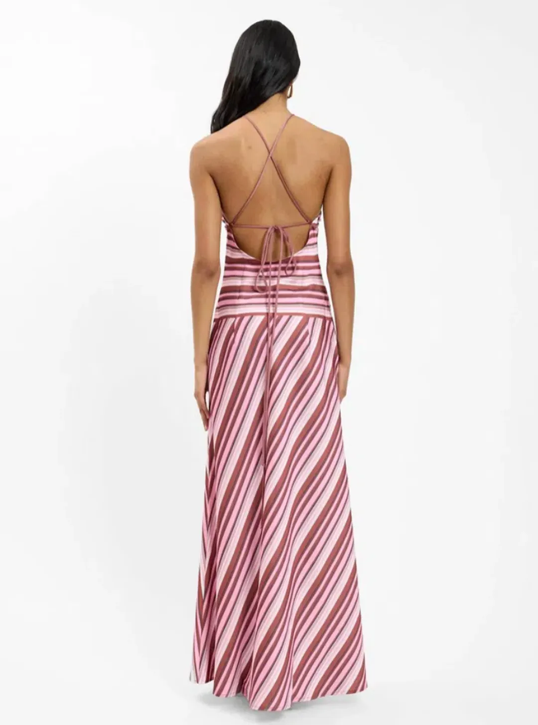 With Harper Lu Halter Maxi Dress Magenta Stripe for rent on The Volte - main image
