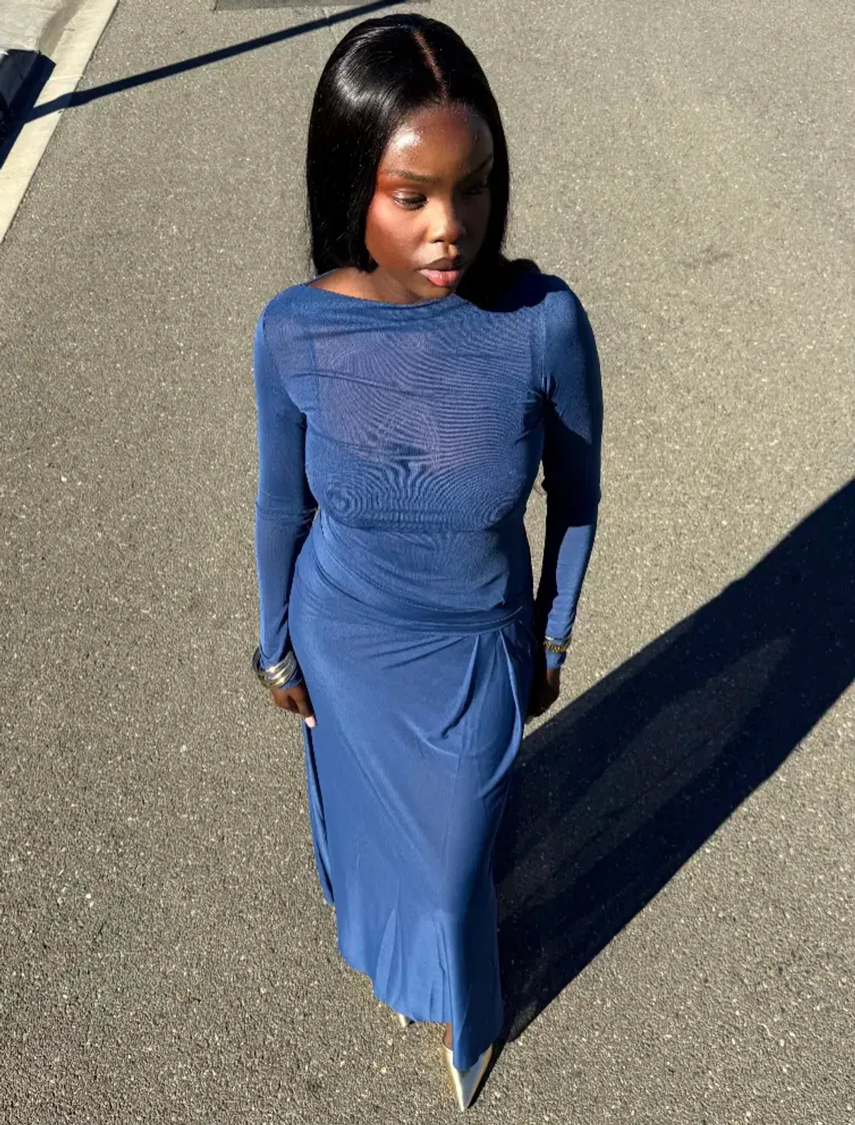 Bec & Bridge Marabou Long Sleeve Maxi Dress 6 for rent on The Volte - main image
