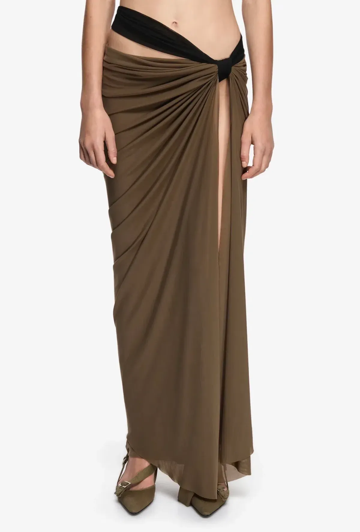 Bec & Bridge Anaya drape maxi skirt latte & oria top black size XS - Image 3