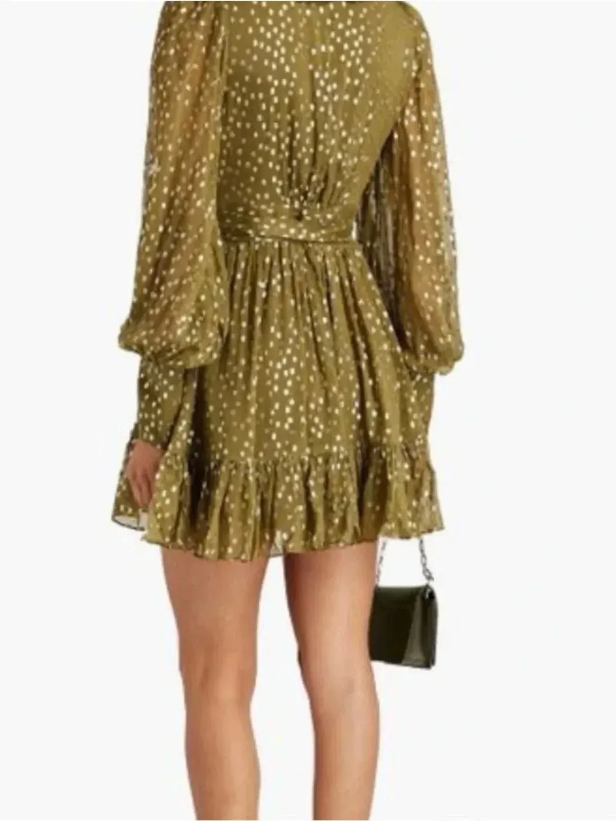Zimmermann Lurex Wrap Mini Dress Khaki Size 3 AU fit 10 - 14 - Image 5