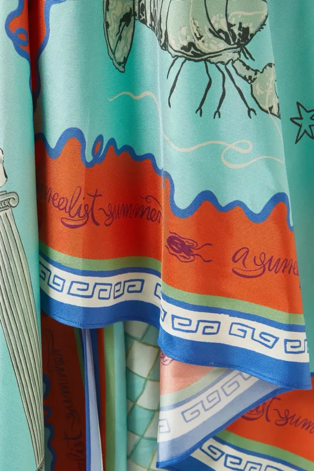 ALEMAIS Surrealist Summer Scarf Midi Dress Blue Size 8 AU for rent on The Volte - main image