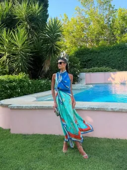 ALEMAIS Surrealist Summer Scarf Midi Dress Blue Size 8 AU for rent on The Volte - image 12