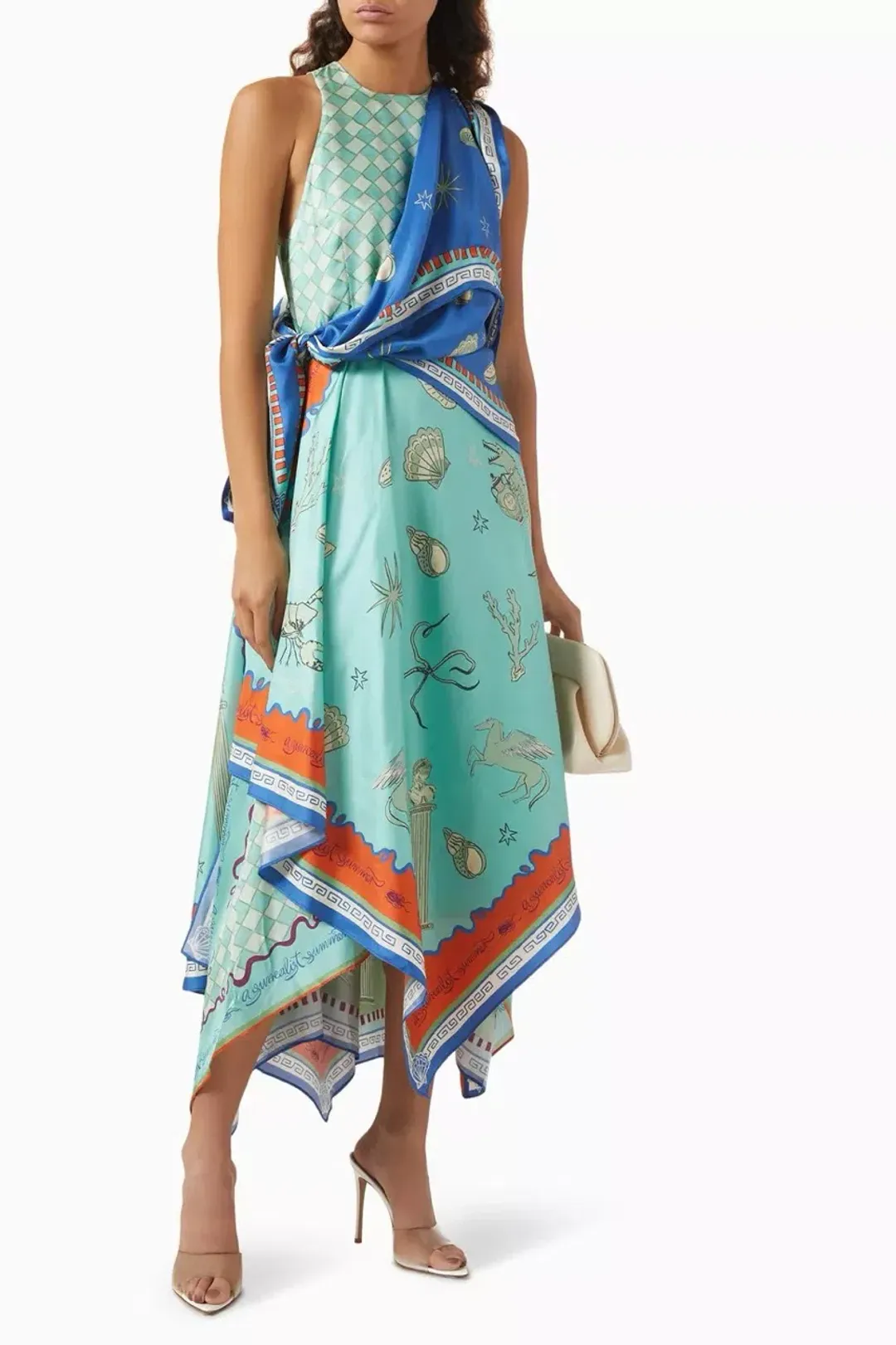 ALEMAIS Surrealist Summer Scarf Midi Dress Blue Size 8 AU for rent on The Volte - main image